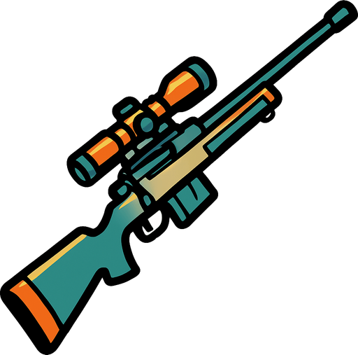 Sniper rifle.
In-Game asset.  2d.  High contrast.  No shadows