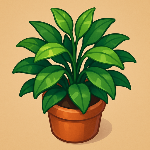 A typical office plant. Cute soft graphics. soft ambient light. semi-matte to satin surfaces. naturalistic with slight saturation boost colors. 
In-Game asset.  2d.  High contrast.  No shadows. top down..
In-Game asset.  2d.  High contrast.  No shadows