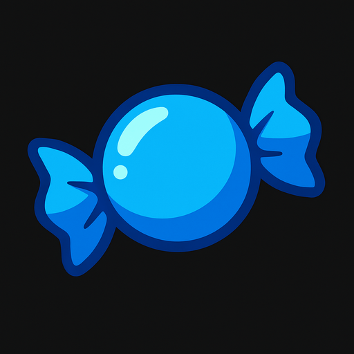 Mavi şeker resmi.
In-Game asset.  2d.  High contrast.  No shadows
