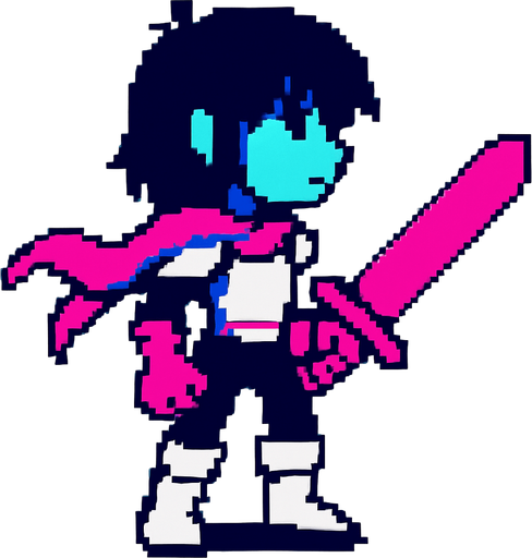 Kris chica con espada rosa mirando ala izquierda.
In-Game asset.  2d.  High contrast.  No shadows