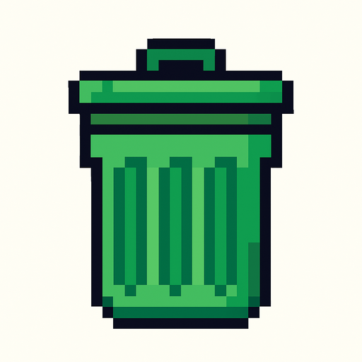 çöp kutusu.
In-Game asset.  2d.  High contrast.  No shadows. pixel art