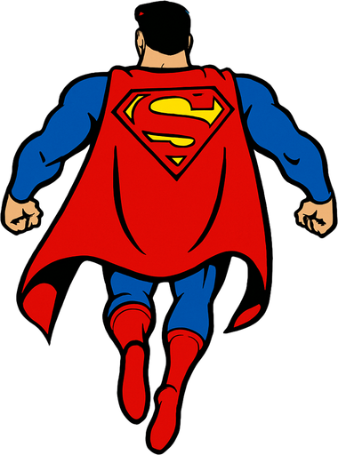 Believe me, Superman flies from behind.
In-Game asset.  High contrast.  No shadows