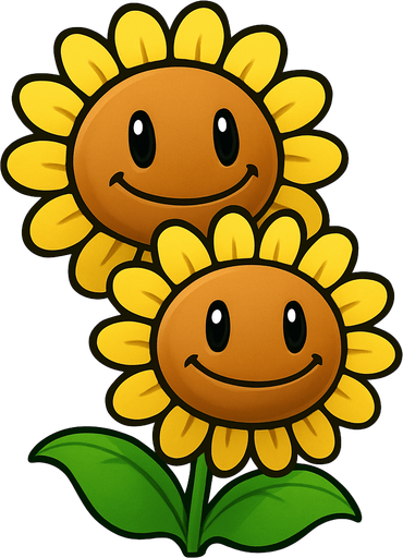 doublesunflower de plantas vs zombies fusion.
In-Game asset.  2d.  No shadows
