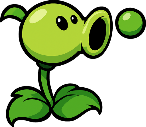 Lanza guisantes de pvsz.
In-Game asset.  2d.  High contrast.  No shadows