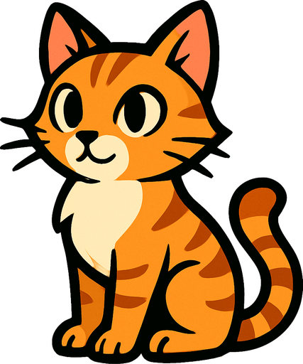 cat no background.
In-Game asset.  2d.  High contrast.  No shadows