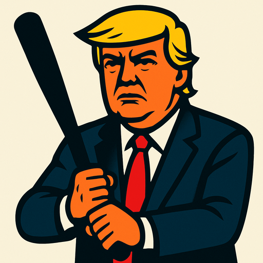 donald trump con bate de beisbol.
In-Game asset.  2d.  High contrast.  No shadows