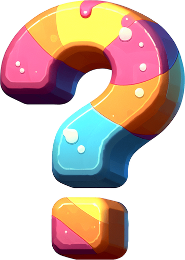 punto di domanda a modi caramelle.
Single Game Texture. In-Game asset. 2d. Blank background. High contrast. No shadows.