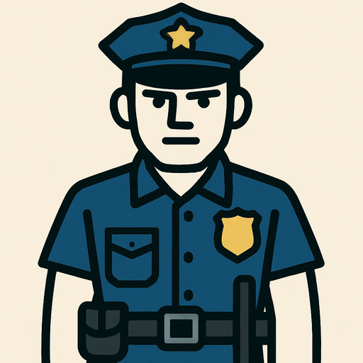 Bir polis.
In-Game asset.  2d.  High contrast.  No shadows