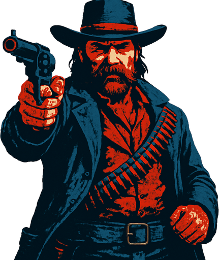 Make me a boss for RDR2.
In-Game asset.  2d.  High contrast.  No shadows