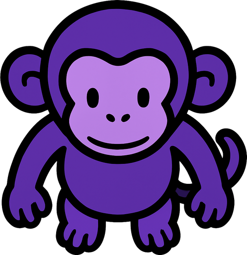 purple monkey top view.
In-Game asset.  2d.  High contrast.  No shadows