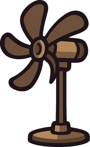 Fan on a stand facing right no guard.
In-Game asset.  2d.  High contrast.  No shadows