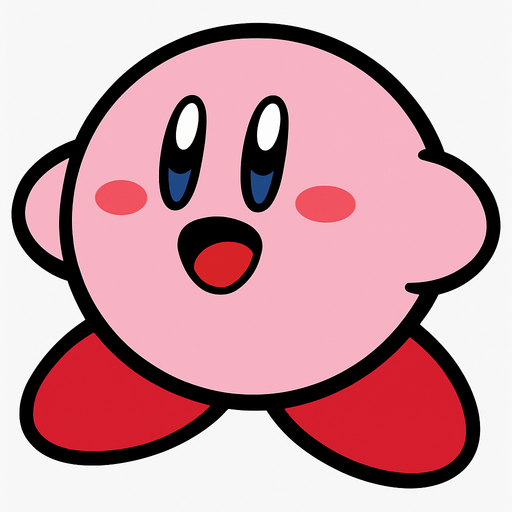Kirby.
In-Game asset.  2d.  High contrast.  No shadows
