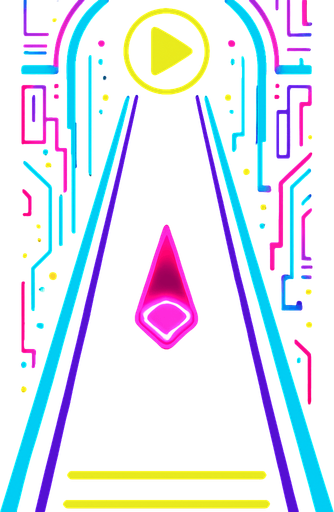 Cyberpunk style single lane for music rhythm game.
In-Game asset.  2d.  High contrast.  No shadows