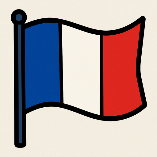 Fransa bayrağı.
In-Game asset.  2d.  High contrast.  No shadows