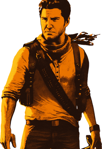 but like nathan drake.
In-Game asset.  2d.  High contrast.  No shadows