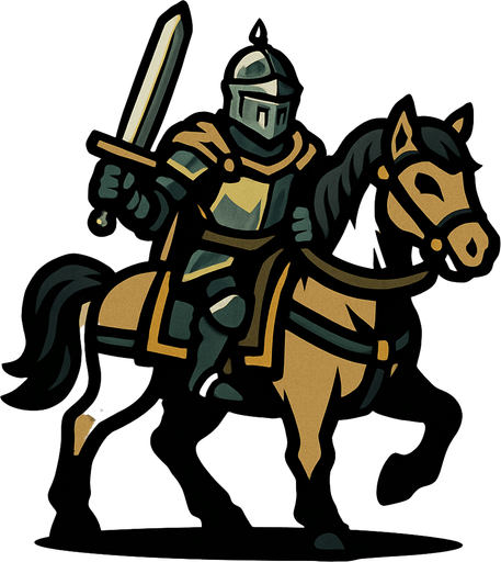 knight on horse.
In-Game asset.  2d.  High contrast.  No shadows