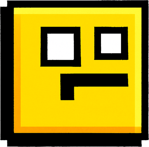 Pixel Geometri dash cube.
In-Game asset.  2d.  High contrast.  No shadows. Pixel