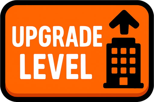 button upgrade level of business.
In-Game asset.  2d.  High contrast.  No shadows