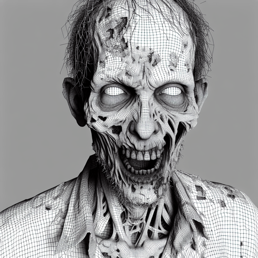 Big zombie.
Single Game Texture.  In-Game asset.  2d.  Blank background.  High contrast.  No shadows. 3d