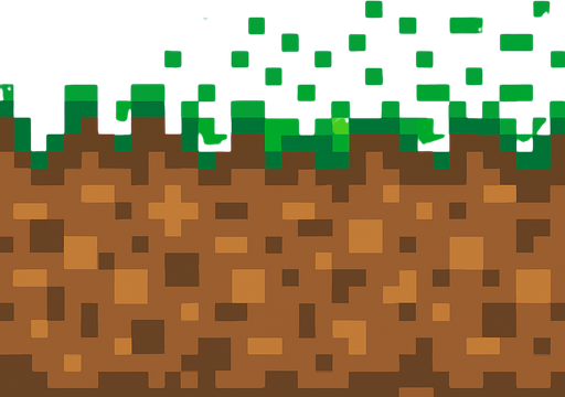 un suelo de pasto y tierra hecho con pixeles.
In-Game asset.  2d.  High contrast.  No shadows