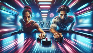 Air hockey on modern table