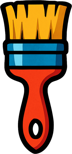 Paint brush.
In-Game asset.  2d.  High contrast.  No shadows