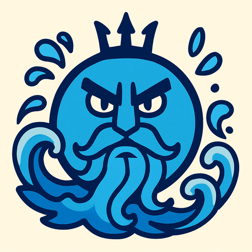make a blue circle who is also a water god.
In-Game asset.  2d.  High contrast.  No shadows