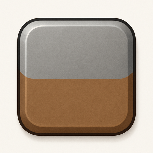 Grey and brown square with tight round corners, shaded, hyper casual game. Single Game Texture. In-Game asset. 2d. Blank background. High contrast. No shadows.