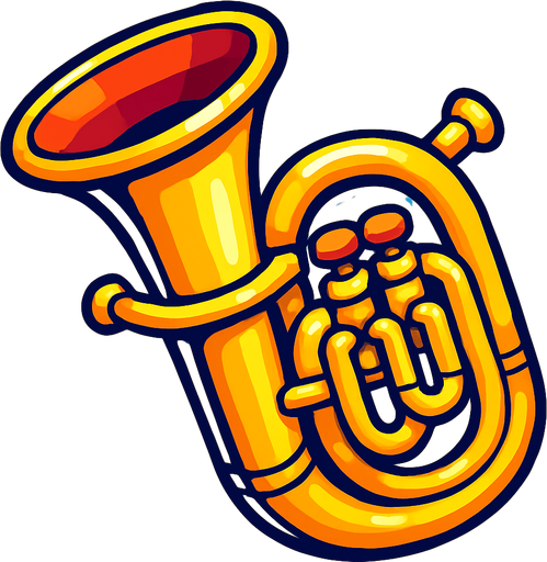 tuba.
In-Game asset. 3d.  High contrast.  No shadows