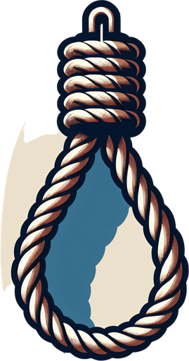 a hanging rope.
Single Game Texture.  In-Game asset.  2d.  Blank background.  High contrast.  No shadows
