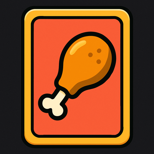 Create an image for a memory game's card's front with an icon of a chicken leg food.
In-Game asset.  2d.  High contrast.  No shadows