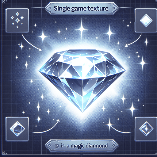 Magic diamond.
Single Game Texture. In-Game asset. 2d. Blank background. High contrast. No shadows.
