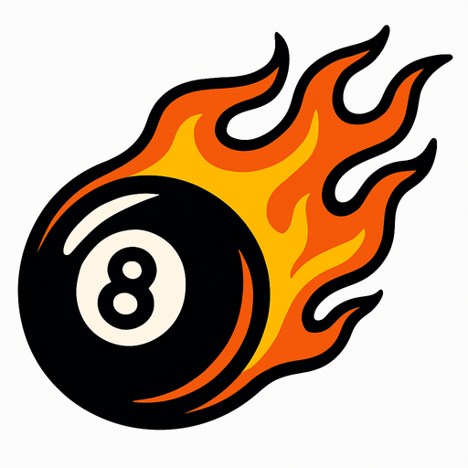 8 ball billard with fire.
In-Game asset.  2d.  High contrast.  No shadows