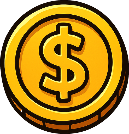 Dolar Simgeli Altın.
In-Game asset.  2d.  High contrast.  No shadows