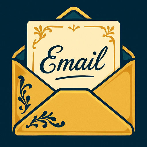 Carta de email elegante.
In-Game asset.  2d.  High contrast.  No shadows
