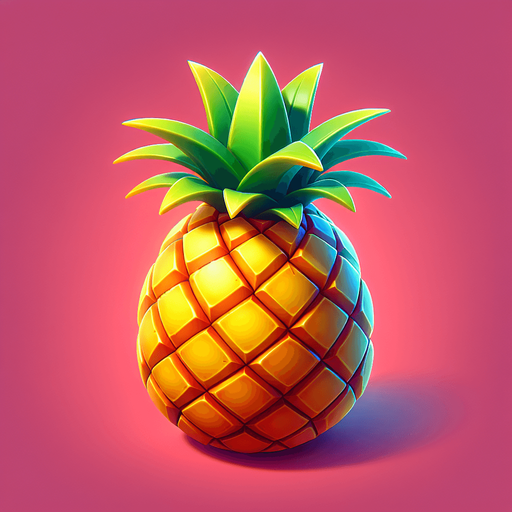 fruit pine apple.
Single Game Texture.  In-Game asset.  2d.  Blank background.  High contrast.  No shadows