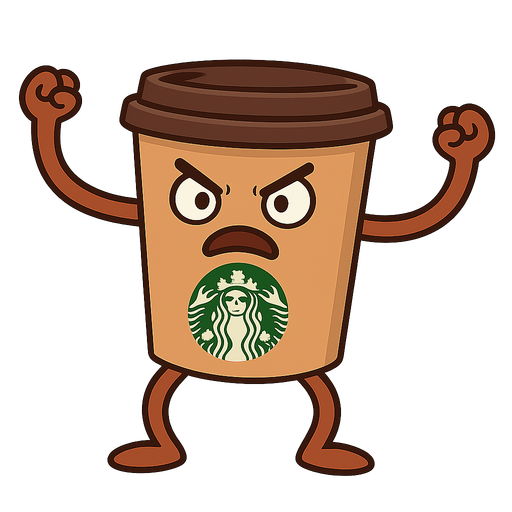 starbucks kahvesi ama kızgın ve canlı. No background. Transparent background. Blank background. No shadows. 2d. In-Game asset. flat