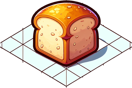 bread,cartoon,2d,blank background.
Single Game Texture.  In-Game asset.  2d.  Blank background.  High contrast.  No shadows