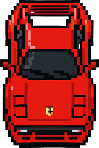 pixel art ferrari bird's eye view.
In-Game asset.  2d.  High contrast.  No shadows