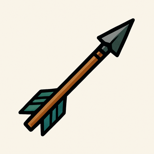 Una flecha de arco.
In-Game asset.  2d.  High contrast.  No shadows