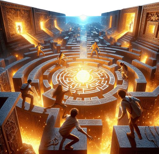 When describing a challenge's image, make it visual and engaging. Here's a structure to follow:

Visual Elements: Describe key objects, characters, or settings.
Mood/Atmosphere: Set the tone (fun, intense, adventurous).
Action/Scenario: Highlight what’s happening in the challenge.
Example 1 (Puzzle Challenge):
"A glowing maze with shimmering walls. Friends work together to guide a light orb through the twisting paths under a starry sky."

Example 2 (Action Challenge):
"An ancient jungle temple surrounded by vines and traps. Players leap across crumbling platforms to escape a rising flood of lava.".
Single Game Texture. In-Game asset. 2Template Text for Challenge:
Template Structure:
Challenge Name
Objective
Instructions
Reward/Point System
Example Template:

Challenge Name: Lava Leap
Objective: Cross the temple without falling into the lava.
Instructions: Use the arrow keys to jump between platforms. Time your jumps carefully to avoid obstacles.
Reward: Earn 10 points for each successful jump and a bonus for completing the level quicklyd. Blank background. High contrast. No shadows.