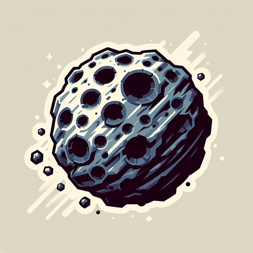 астероид.
Single Game Texture. In-Game asset. 2d. Blank background. High contrast. No shadows.