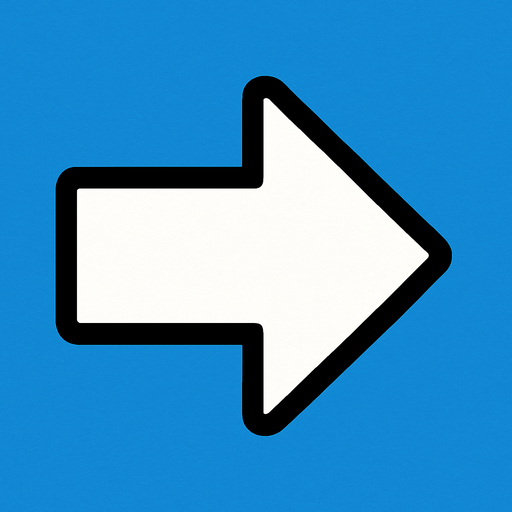 White arrowwith black outline. Blue background..
In-Game asset.  2d.  High contrast.  No shadows.
In-Game asset.  2d.  High contrast.  No shadows