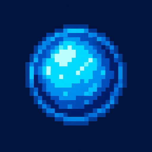 2d Pixel art High Quality Blue Magic Ball.
In-Game asset.  2d.  High contrast.  No shadows