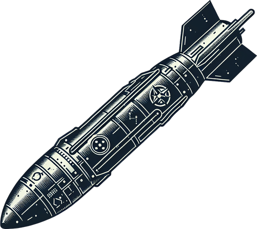 A anti-air missile.
Single Game Texture.  In-Game asset.  2d.  Blank background.  High contrast.  No shadows