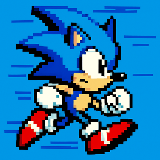 Make Sonic run but with the camera above.
In-Game asset.  High contrast.  No shadows