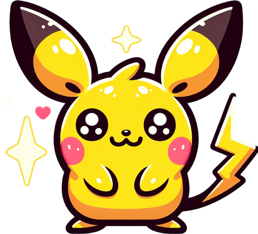 Generate an image of a pikachu  from Pokémon.
Single Game Texture. In-Game asset. 2d. Blank background. High contrast. No shadows.