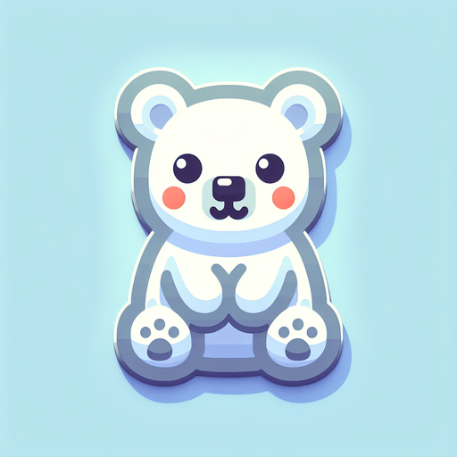 a cute polar bear cub. plastic style. Single Game Texture. In-Game asset. 2d. Blank background. High contrast. No shadows.