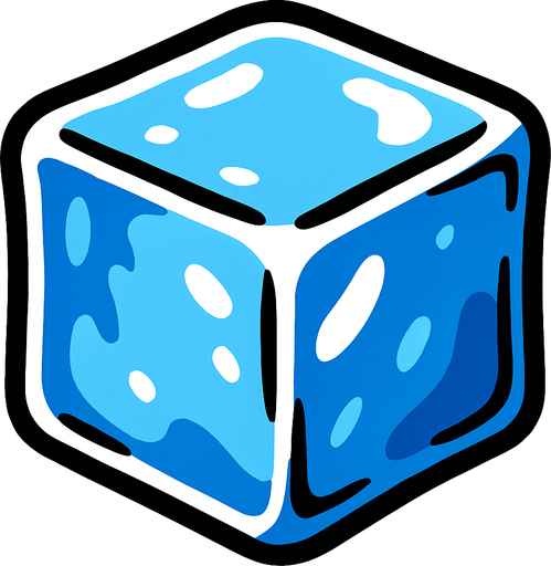 Cubito de hielo.
In-Game asset.  2d.  High contrast.  No shadows