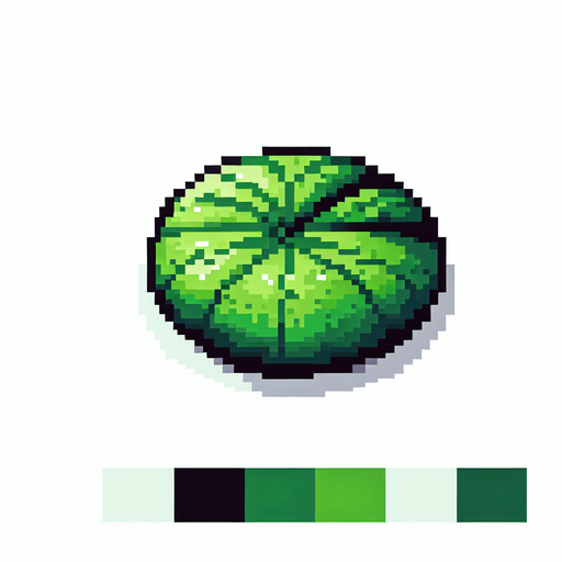 pixelart asset floating lilypad.
White background, high contrast, shadowless.